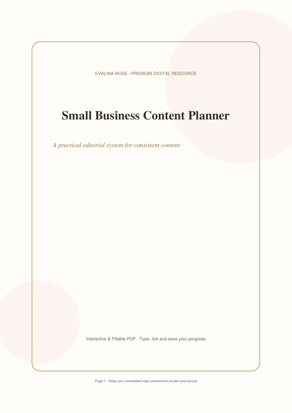 Small Business Content Planner